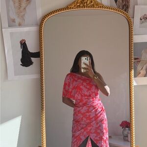 Elegant Pink Floral Off-Shoulder Dress